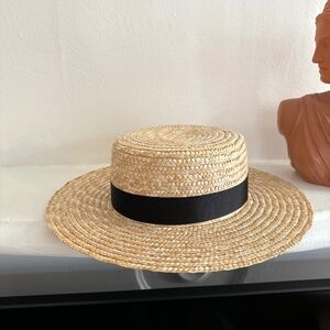 Lack of color Spencer straw boater hat size M